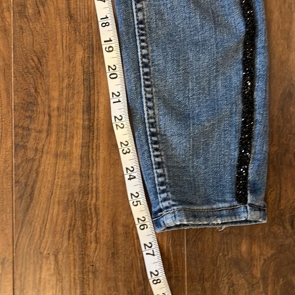 ZARA Z1975 Distressed Denim Jeans with Rhinestones Hem - Picture 9 of 12